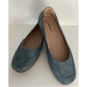 Array Women's Flats 8.5Wide Slate Blue With Brown Sole Slip On